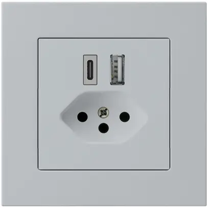 Prise de charge USB ENC kallysto.pro 18W PD 1×type A 1×type C T13 gris clair 