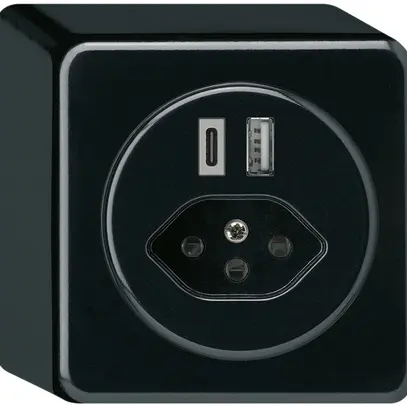 Presa di carica USB AP basico 18W PD 1×tipo A 1×tipo C tipo 13 nero 