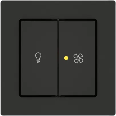 Interrupteur à poussoir lumineux EDIZIO.liv SNAPFIX® lum&vent.3/3/1L KS jn no 