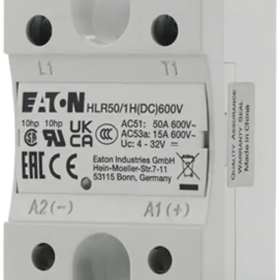 Relè a semiconduttore Eaton HLR50/1H(DC)600V, 4…32VDC 50A/42…660VAC 