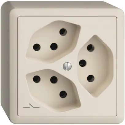 Presa AP EDIZIOdue 3×T13 crema 1×S con shutter 