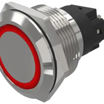 Avvisatore luminoso EAO 82 24V raccordo da saldare piatto Ø22mm rosso 