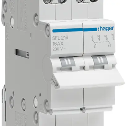 REG-Wechselschalter Hager SFL 16A 230V 0 Schliesser 0 Öffner 2 Wechsler 2TE 
