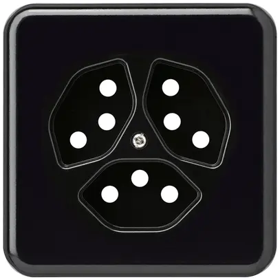 Placca di copertura basico 3×tipo 13 nero con protezione bambini 