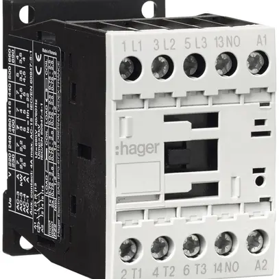 Contacteur de puissance Hager 3P+1 fermeur 7A à AC-3 tension de bobine 24VAC 