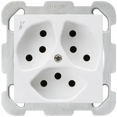 Presa INC kallysto 3×T13/1S bianco con piastra di fissaggio 
