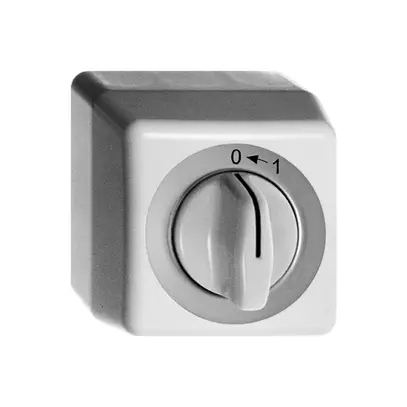 Contatto rotativo AP 0<-1/2P bianco con manopola 