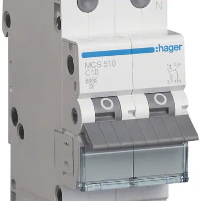 Disgiuntore Hager MCB quickconnect 2P 1 230V tipo C 10A Icn 6kA Icu 10kA 2UM 