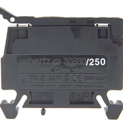 Morsetto sicur.fus.miniat.4mm² nero, con segnare per fusib. 250V 