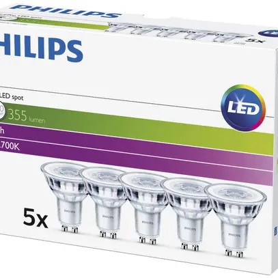 Lampe LED CorePro Spot GU10 4.6…50W 230V 827 355lm, 36°, 5 pièces 