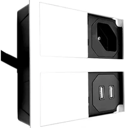 Prise ENC ou INC type 13 + 2×USB Karch VersaHIT, avec câble, blanc RAL 9010 