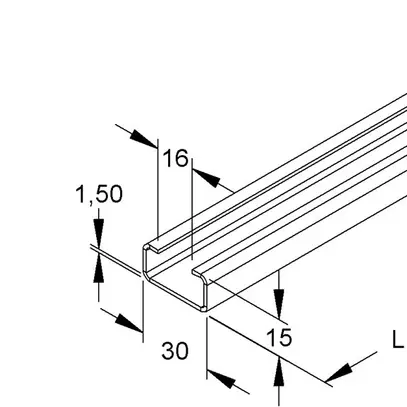 Barre profilée C 30×15mm L=2m zing.send. 