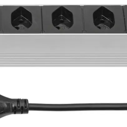 Prise multiple STEBA ALU MODULAR 19" 1UH 6×T13, reset, 3m T12, 10A noir 