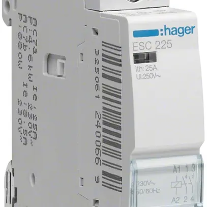 Contattore AMD Hager ESC 230VAC 2 chiusura 0 apertura 25A 1UM 