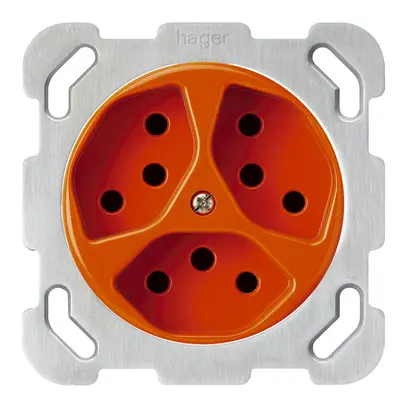 Insert pour prise ENC basico 3×type 13 avec plaque de fixation orange 