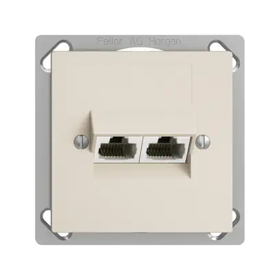 Presa INS 2×RJ45/u 4P sep.EDIZIOdue crema, ITplus 