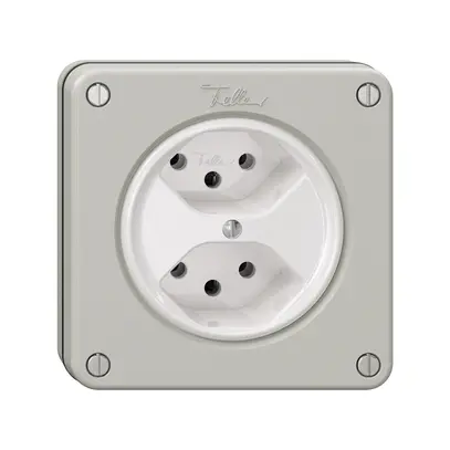 Presa NUPU NEVO, 2×T13, grigio chiaro 