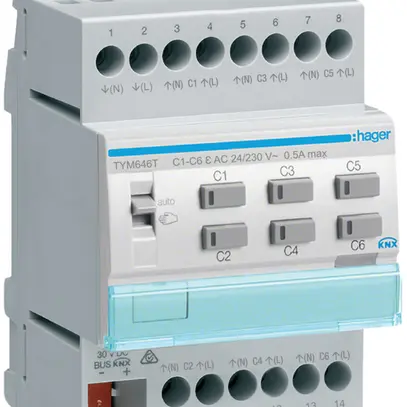 REG-Heizungsaktor Hager TYM646T KNX ETS 6-fach 