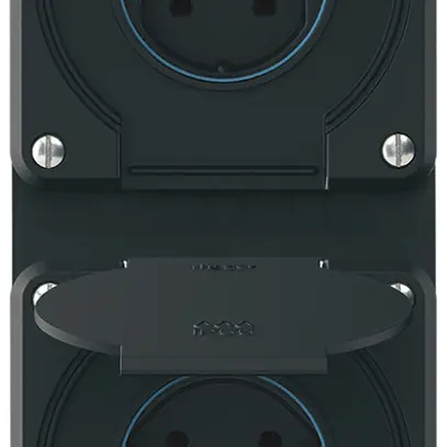 Combinazione INC robusto 2×1, 2×presa T15 IP55 nero 