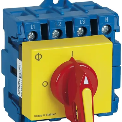 Sezionatore di carico INS 4P p.DIN, 20A, 0-1, gi, 44×45mm, disposit.d.bloc.ro/gi 