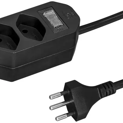 Prise multiple COMPACT 1.5m 2×T13 avec interrupteur, noir 