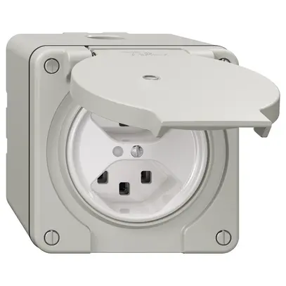 Presa NAP NEVO, 2×T23, IP21, c.LED, grigio chiaro 