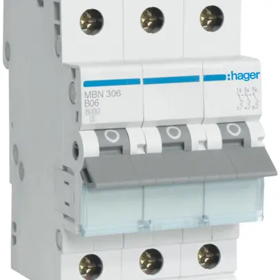 Disgiuntore Hager MCB 3P 415V tipo B 6A Icn 6kA 3UM 