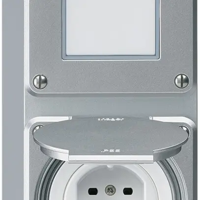 AP-Kombi 2×1 HA robusto Schema 3/Typ 15 mit Steckklemmen Klappdeckel aluminium 