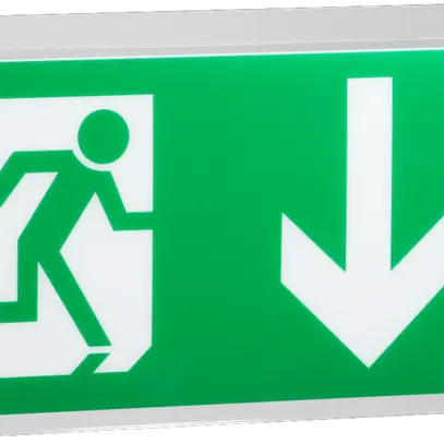 Plaque avec pictogramme ESYLUX SLD, flèche vers le bas 