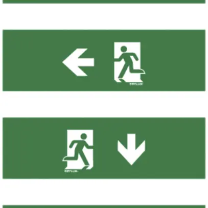 Set de pictogrammes ESYLUX SLX 14m flèche d/g/b/h 310×90mm 