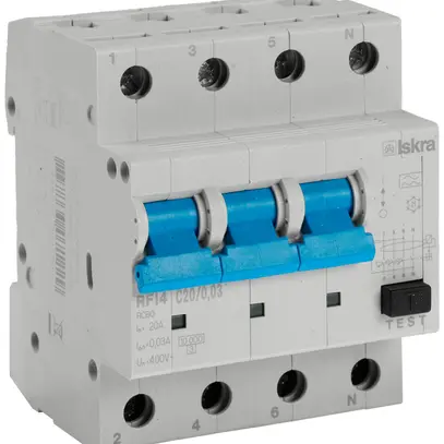 Disgiuntore differenziale ISKRA RFI4 4P caratteristica C 20A 0.03A tipo A 4UM 