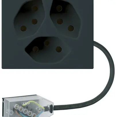 Presa INS 3×tipo 13 Hager FLF per cavo piatto Technofil L1 nero 