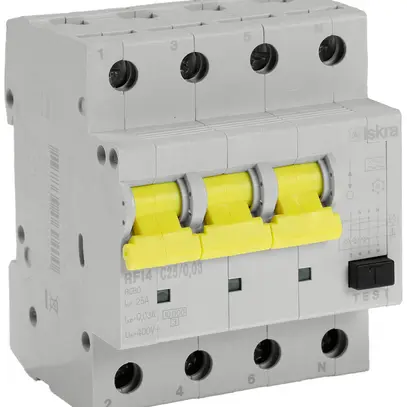 Disjoncteur différentiel ISKRA RFI4 4P caractéristique C 25A 0.03A type A 4UM 