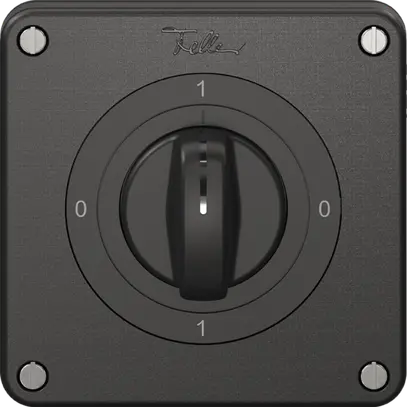 Interruttore rotativo NEVO N.CO 0/1L, con manopola, KS, 0-1-0-1, nero 