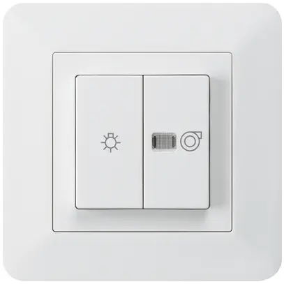 Interrupteur lumineux ENC kallysto.trend blanc 1/1L symbole lumineux+ventilation 