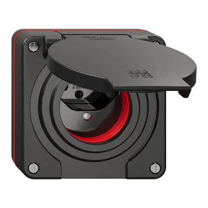 Presa NUP NEVO, 1×T13, IP55 secondo SN 441011, c.guarnizione rossa, nero 