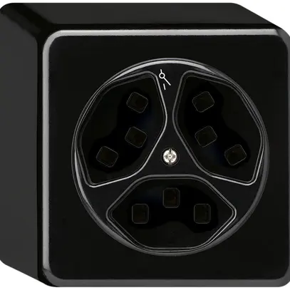 AP-Steckdose Hager basico 3×Typ 23 1×S Q schwarz 