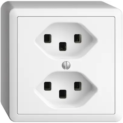 Prise AP 2×T23 16A EDIZIOdue blanc, avec bornes enf. 