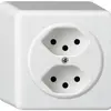 AP-Steckdose basico 2×Typ 13/1 weiss H=54mm 
