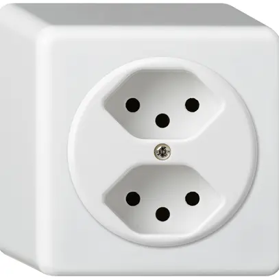 Prise AP basico 2×type 13/1 blanc h=54mm 