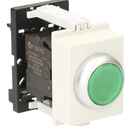 Pulsante luminoso AMD K&N, 230VAC, 1Ch 6A, 2UM, calotta verde 