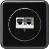 Scatola di raccordo INC basico 2×RJ45s+u separato nero 