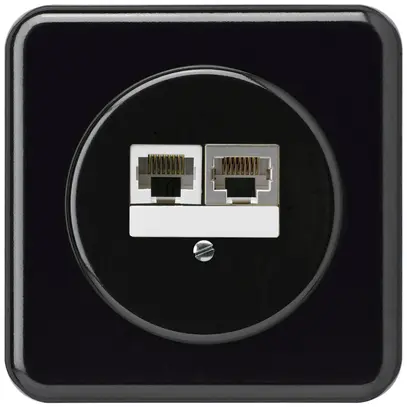 Scatola di raccordo INC basico 2×RJ45s+u separato nero 