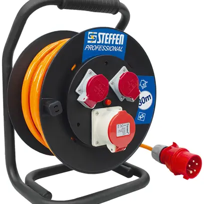 Avvolgicavo Steffen in materia sintetica 1×CEE16/5+2×T25 5×1.5mm² 30m 