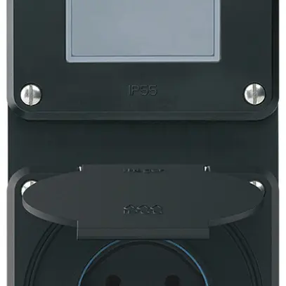 Combinazione INC robusto 2×1, interruttore schema 3/presa T15 IP55 nero 