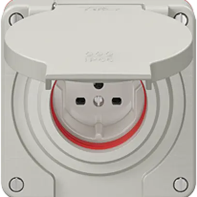 Presa NEVO N.CO, 1×T15, IP55 secondo SN 441011 c.guarnizione rossa grigio chiaro 