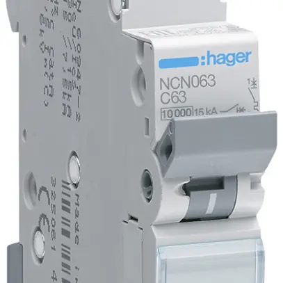 Disjoncteur Hager MCB 1P 230V type C 63A Icn 10kA 1UM 