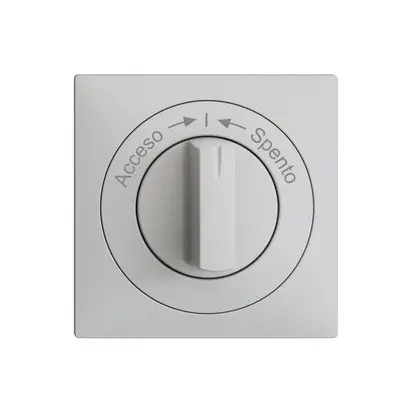 Kit frontal EDIZIOdue Acceso->I<-Spento gris clair 60×60mm pour contact pivotant 