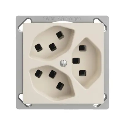 Prise INC 3×T23 16A EDIZIOdue crema, avec bornes enf. 