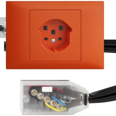 Prise INC EDIZIOdue T25 16A orange 53mm pour câble plat Technofil 